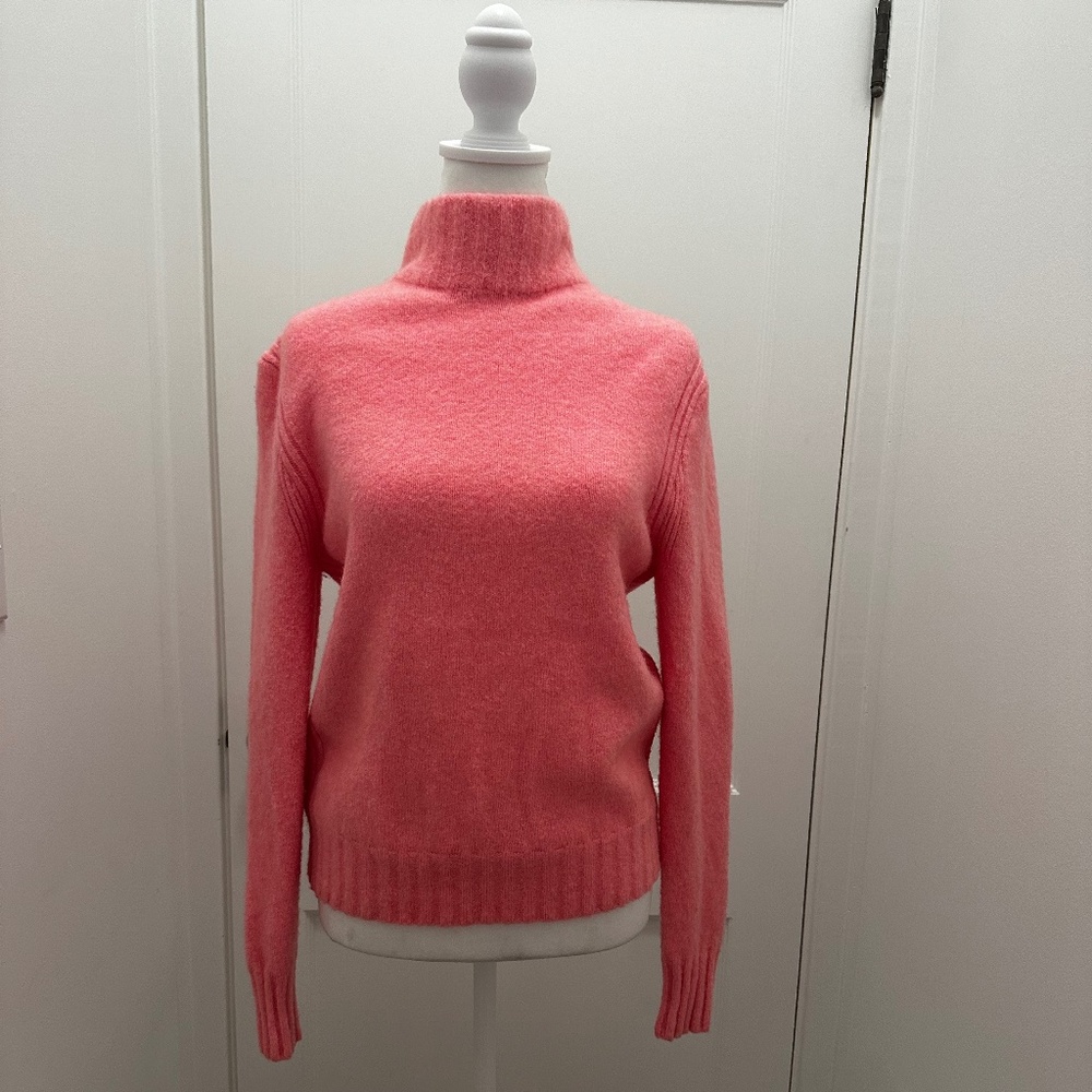 J Crew Cotton Roll Neck Sweater Pink Medium